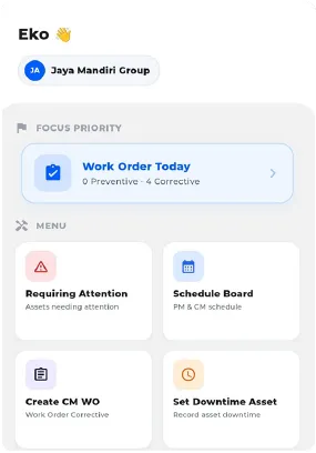 Beranda aplikasi mobile bamms dengan prioritas pekerjaan hari ini